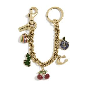 Coach Gold Keychain Bag Charm with Motif Chain - New